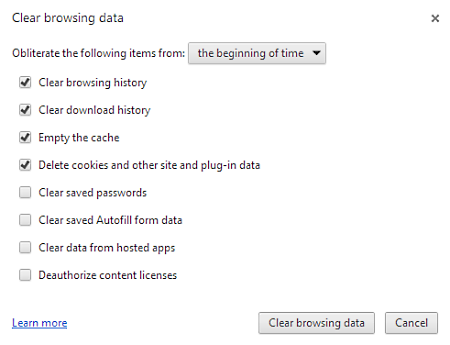 clear google chrome browsing data