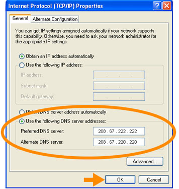 Windows XP OpenDNS